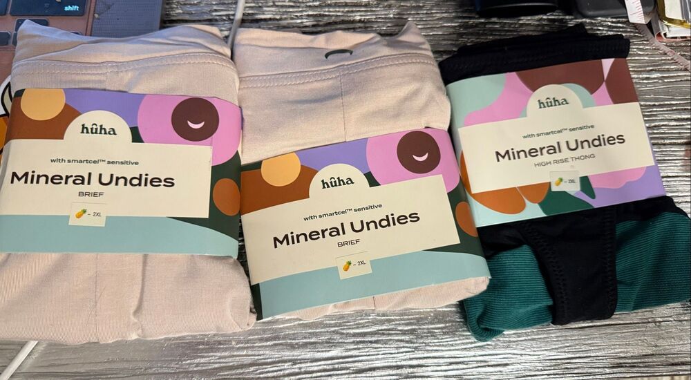 Huha Mineral Undies Lot of 3 2-Nude Briefs 1-Black Thong sz 2XL NWT